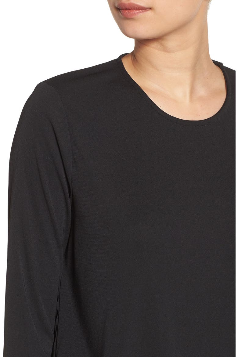 'Savoy' Long Sleeve Shirtdress, Alternate, color, BLACK