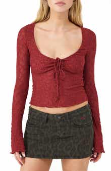BDG Urban Outfitters Quinn Tie Front Lace Top