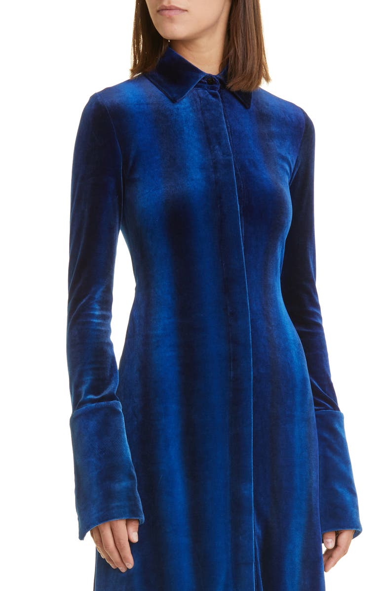 Proenza Schouler Ice Dyed Long Sleeve Velvet Shirtdress, Alternate, color,