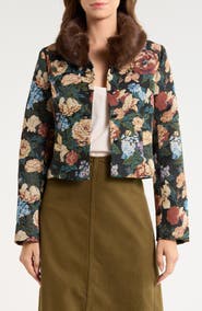 Reformation Matilda Faux Fur Trim Jacket