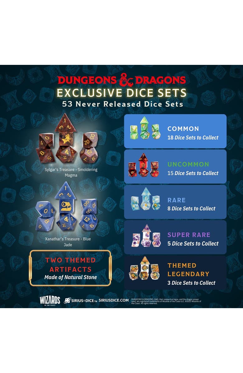 Dungeons & Dragons Xanathar'S Treasure Pack 7Pc Dice,Metal Coin & Bag,Rpg, Alternate, color, Multicolored