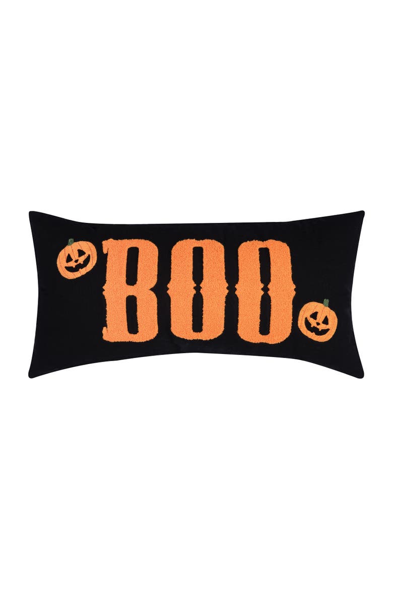 Boo Pumpkin Halloween Lumbar Accent Pillow, Main, color, Black