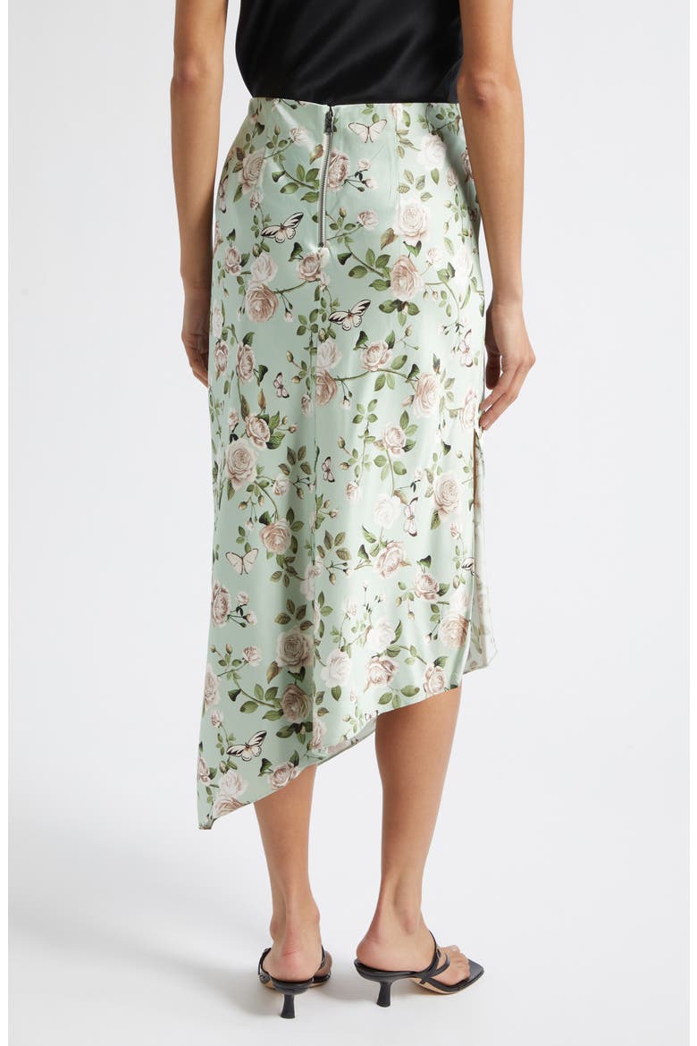 Maeve Mixed Print Asymmetric Satin Slip Skirt, Alternate, color, GARDEN GOSSIP LIGHT SAGE