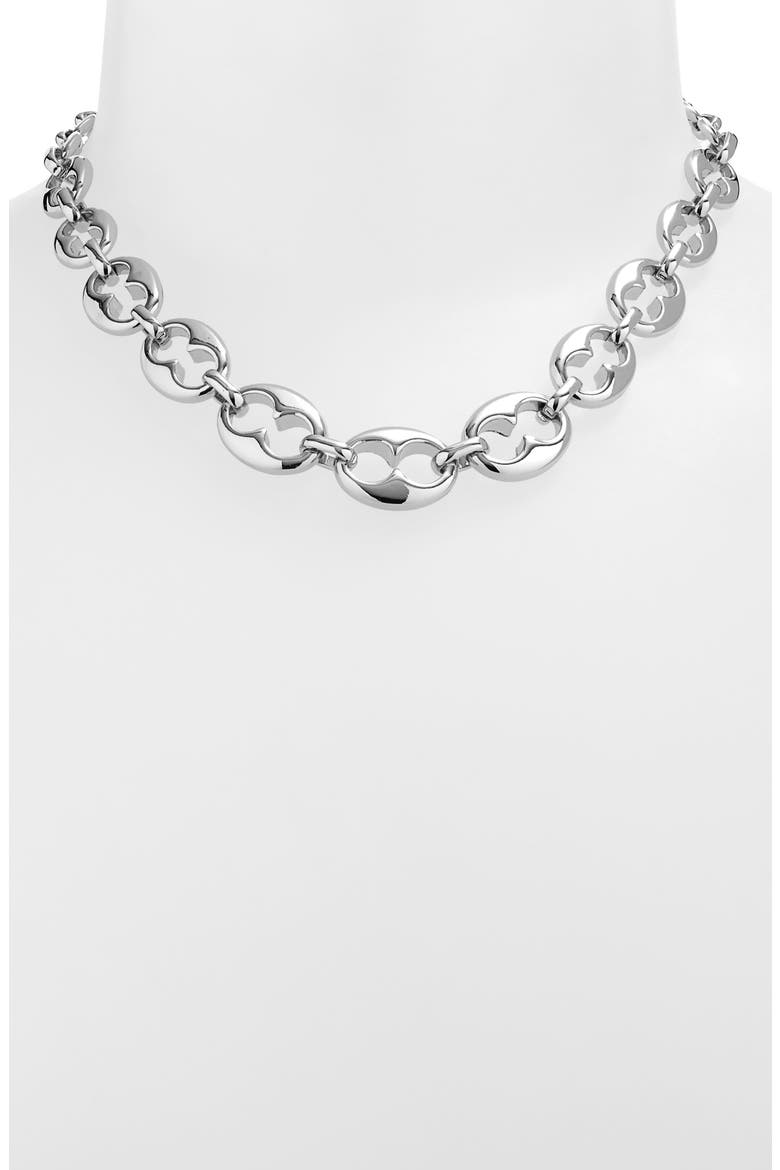 Puffy Mariner Link Necklace, Alternate, color, SILVER