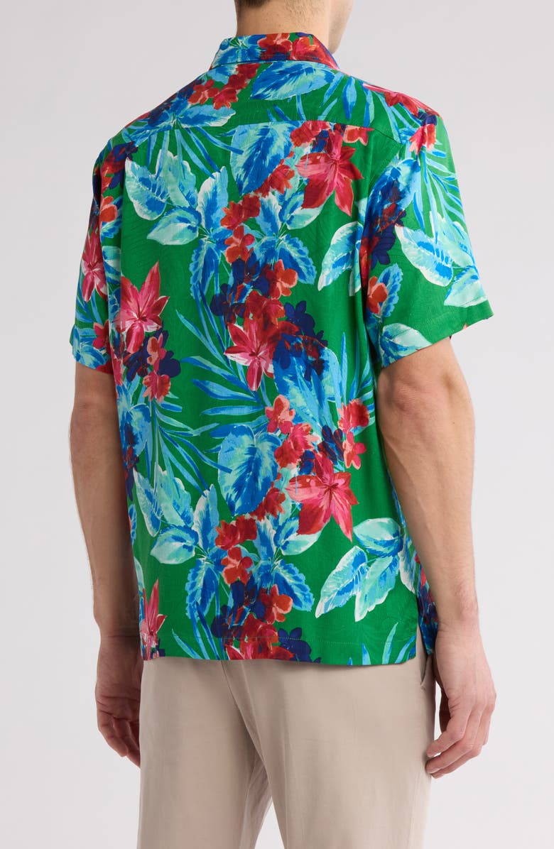 Tommy Bahama Painterly Botanic Floral Short Sleeve Silk Button-Up Shirt, Alternate, color, 