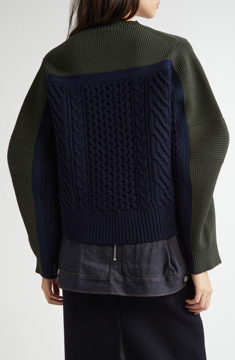 Sacai Cable Knit Sweater, Alternate, color, 