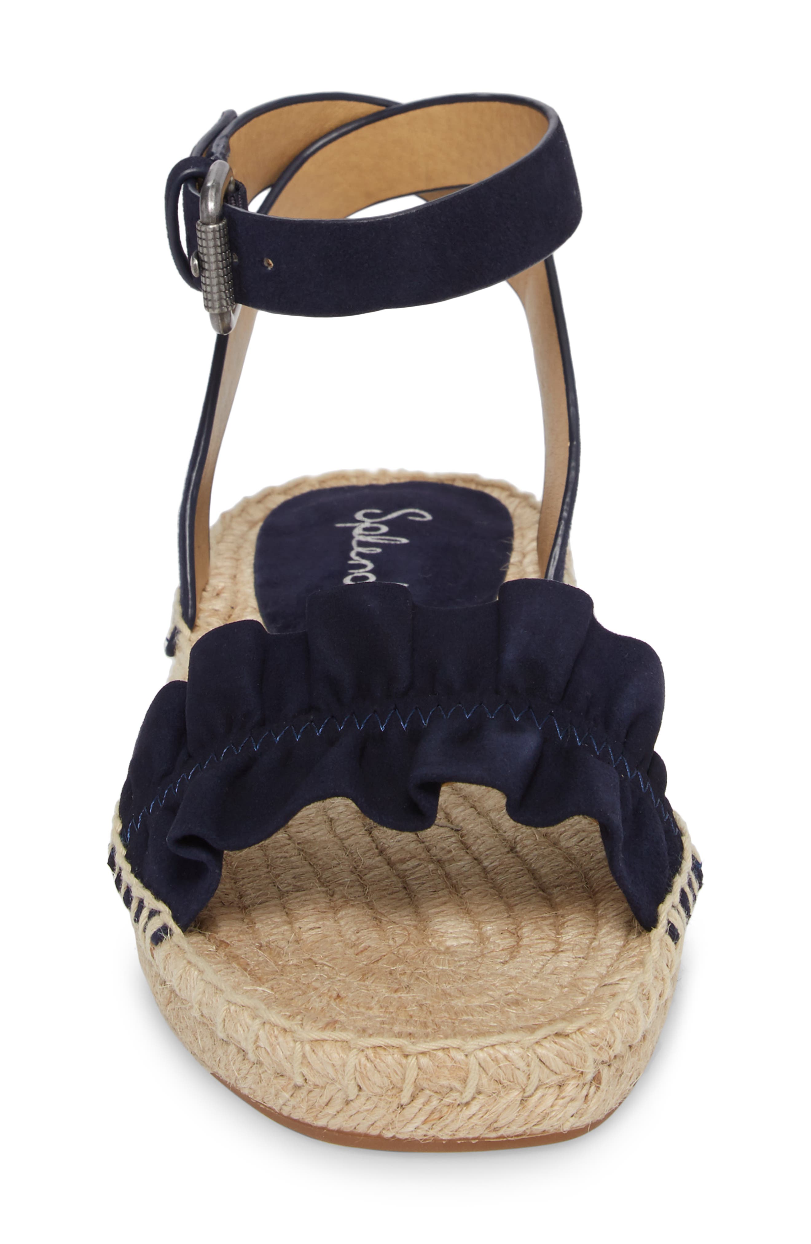 Becca Ruffled Espadrille Sandal, Alternate, color, NAVY SUEDE