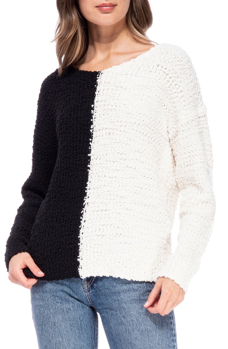 Bobeau Popcorn Twist Back Sweater, Alternate, color,