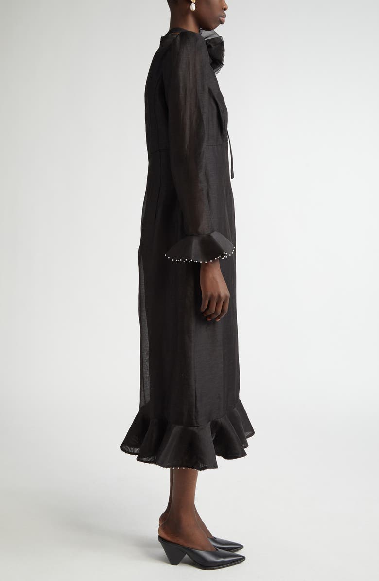 Zimmermann Floral Long Sleeve Organza Midi Dress, Alternate, color,