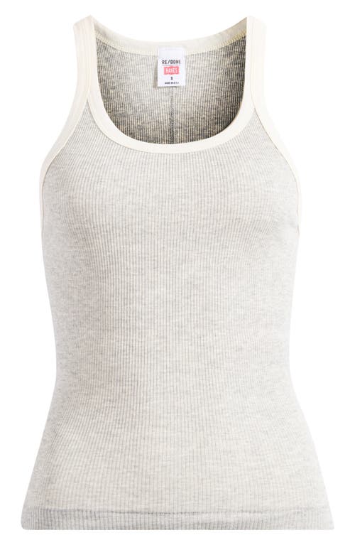 Re/done Rib Tank In Grey With Vintage White