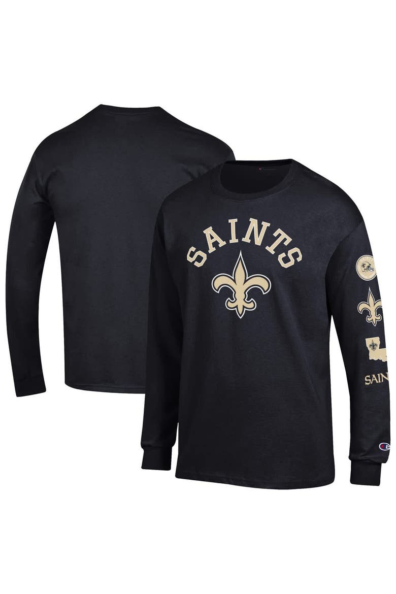 Men's Champion  Black New Orleans Saints Seal Long Sleeve T-Shirt, Main, color, Black