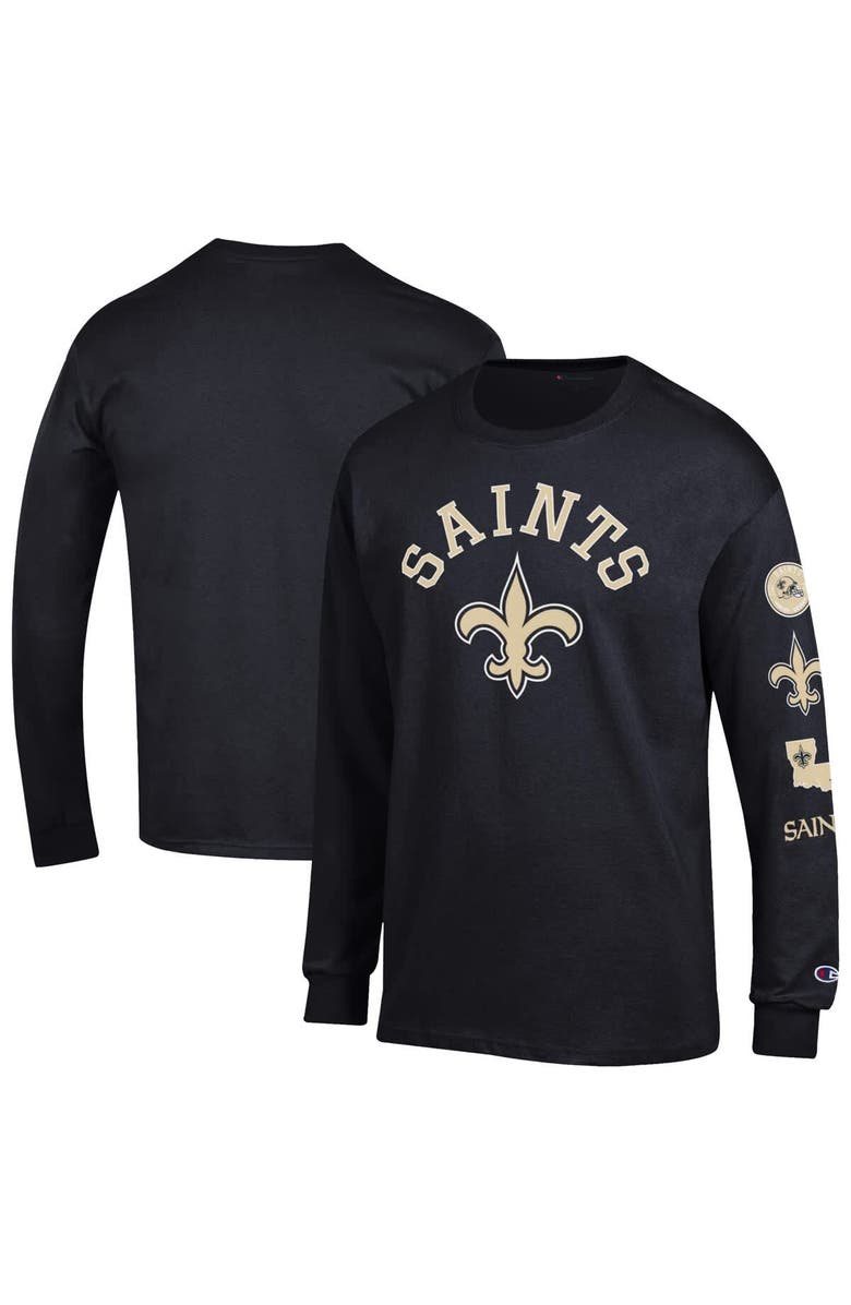 Champion Men's Champion Black New Orleans Saints Seal Long Sleeve T-Shirt, Main, color, Black