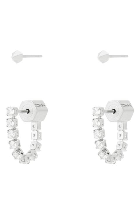 Crystal Front-Back Stud Earrings Set