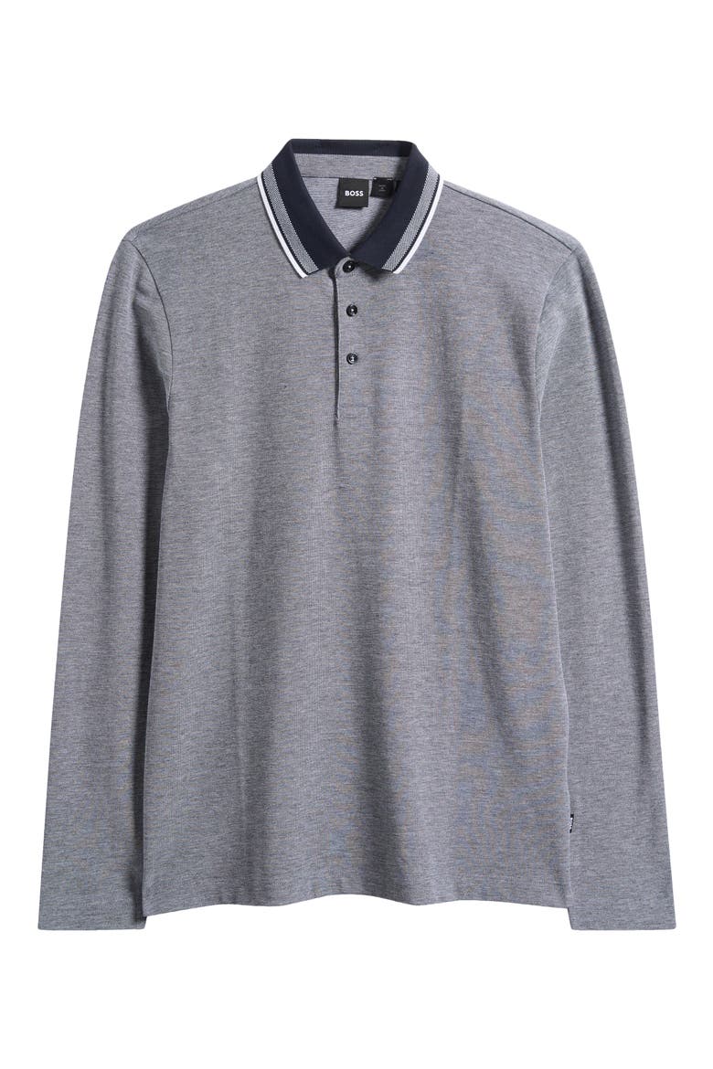 Pittman Long Sleeve Cotton Piqué Polo, Alternate, color, DARK BLUE