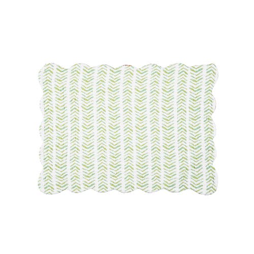C & F Home C&f Home Clover Bug Floral Scalloped Cotton Placemats, Set Of 6, 13" X 19" In Green