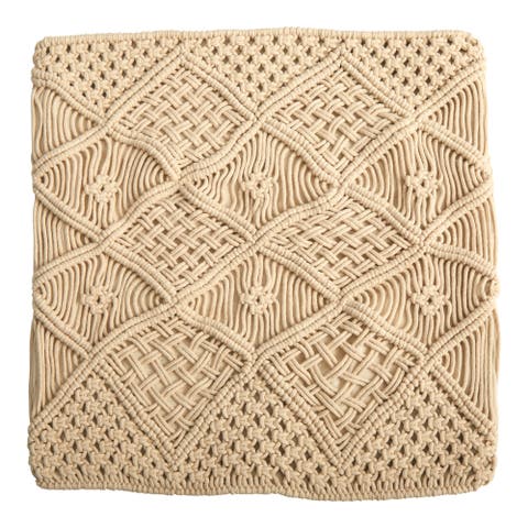 18-in Boho Cross Woven Macrame Decorative Pillow Cover