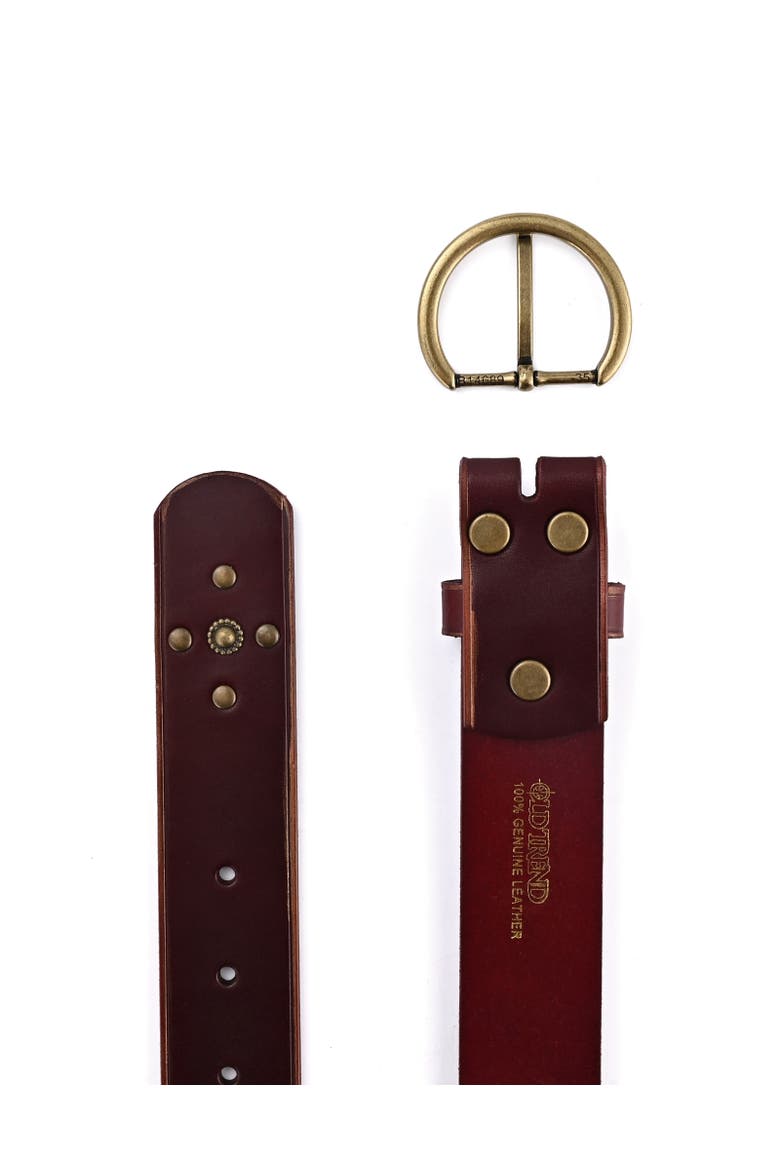 Gia Genuine Leather Studded Vintage Inspired Belt, Alternate, color, Red