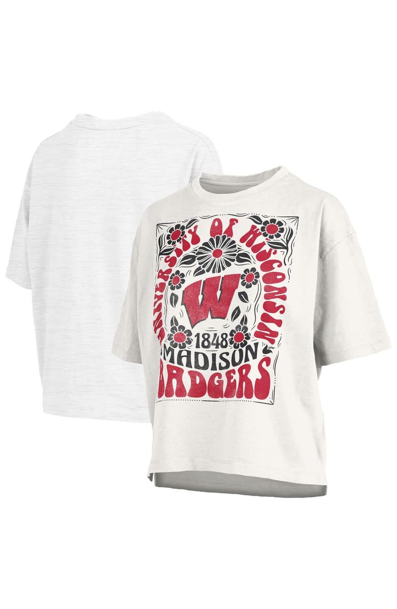 PRESSBOX Women's Pressbox White Wisconsin Badgers Harmony Oversized Slub T-Shirt, Main, color, White