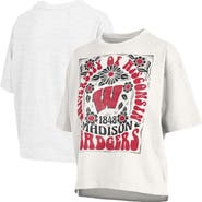 PRESSBOX Women's Pressbox White Wisconsin Badgers Harmony Oversized Slub T-Shirt