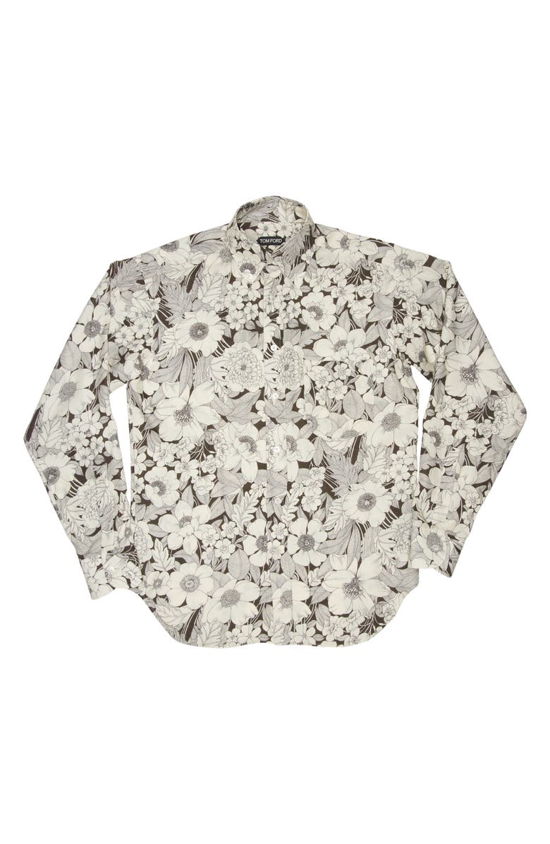 TOM FORD Fluid Fit Floral Print Button-Down Shirt, Alternate, color,