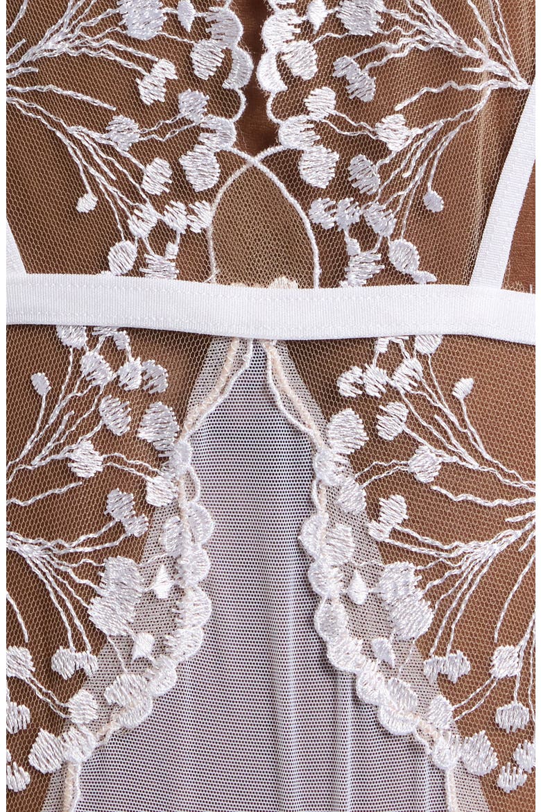 Marisa Embroidered Mesh Teddy, Alternate, color, WHITE/ SHEER