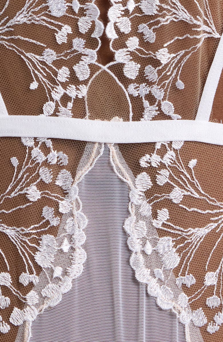 Bluebella Marisa Embroidered Mesh Teddy, Alternate, color, White/ Sheer