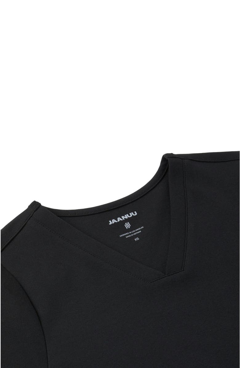 JAANUU Cesi Women's 2-Pocket Slim Knit V-Neck Scrub Top, Alternate, color, Black