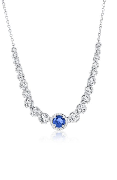 Lab Grown Diamond & Sapphire Pendant Necklace