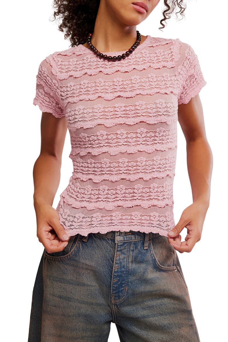 Angelina Mixed Lace Top, Main, color, BLUSHING CORAL