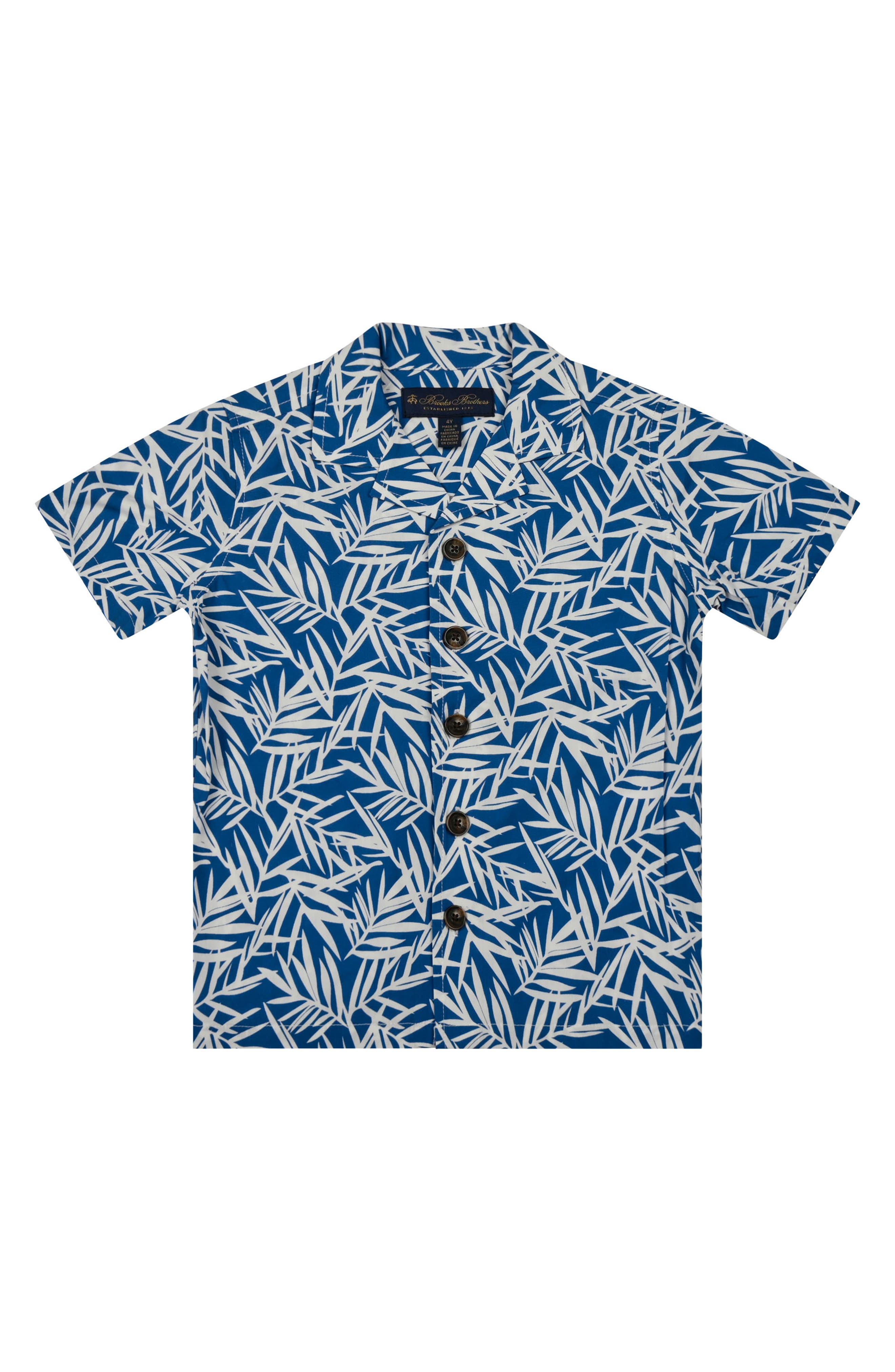 Brooks Brothers Kids' Leaf Print Camp Shirt