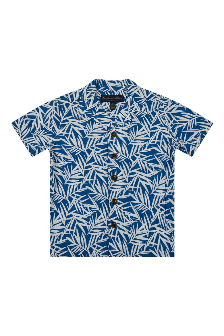 Kids' Leaf Print Camp Shirt, Main, color, BLU BLUE