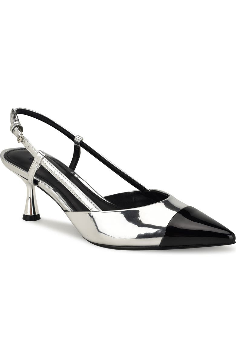 Nine West Rizzy Slingback Pointed Cap Toe Kitten Heel Pump, Main, color,