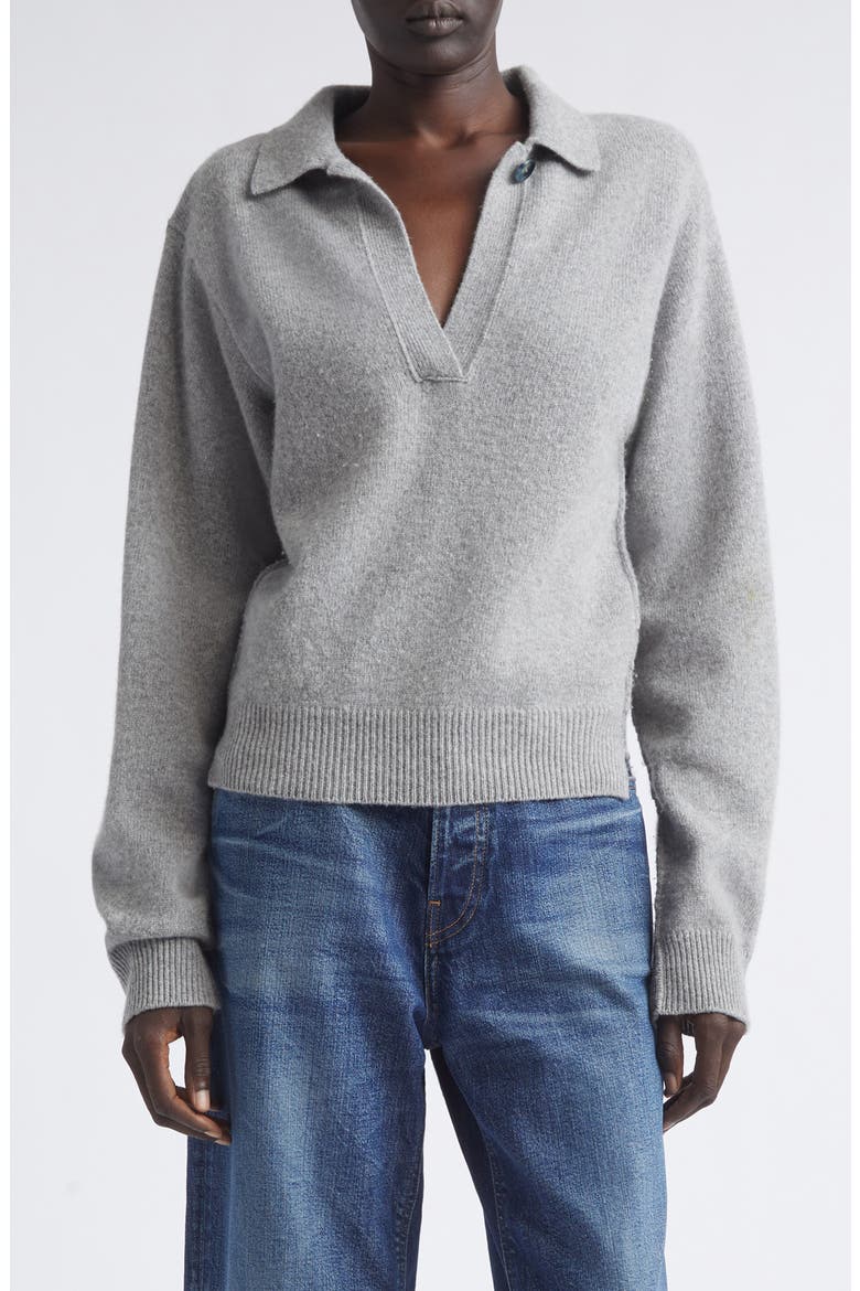 Ash Johnny Collar Wool & Cashmere Sweater, Main, color, GREY