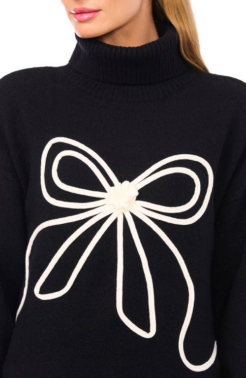 Cece Bow Detail Turtleneck Sweater In Black