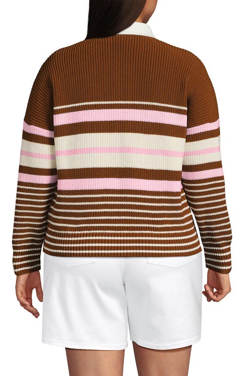 Lands' End Drifter Rugby With Woven Collar Sweater In Multi
