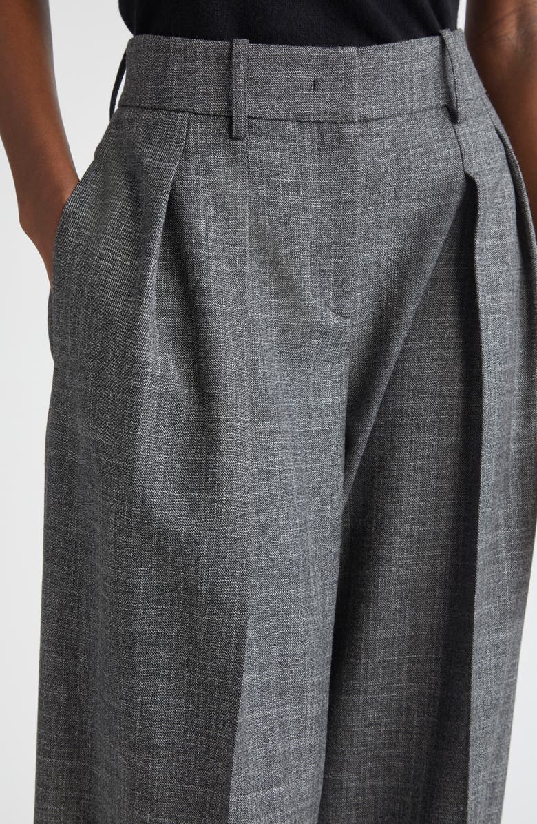 Michael Kors Collection Pleated Slouch Wool & Silk Trousers, Alternate, color, Graphite Multi