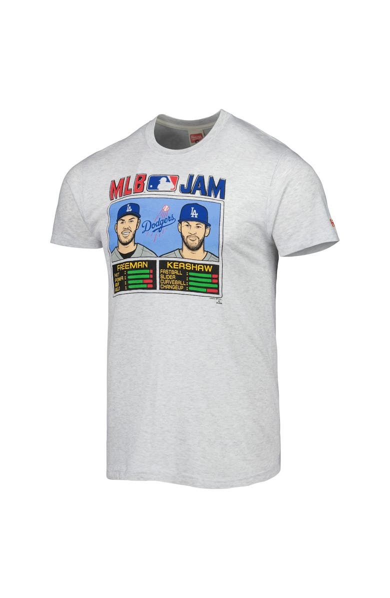 Homage Men's Homage Freddie Freeman & Clayton Kershaw Heathered Gray Los Angeles Dodgers MLB Jam Tri-Blend T-Shirt, Alternate, color, Heather Gray