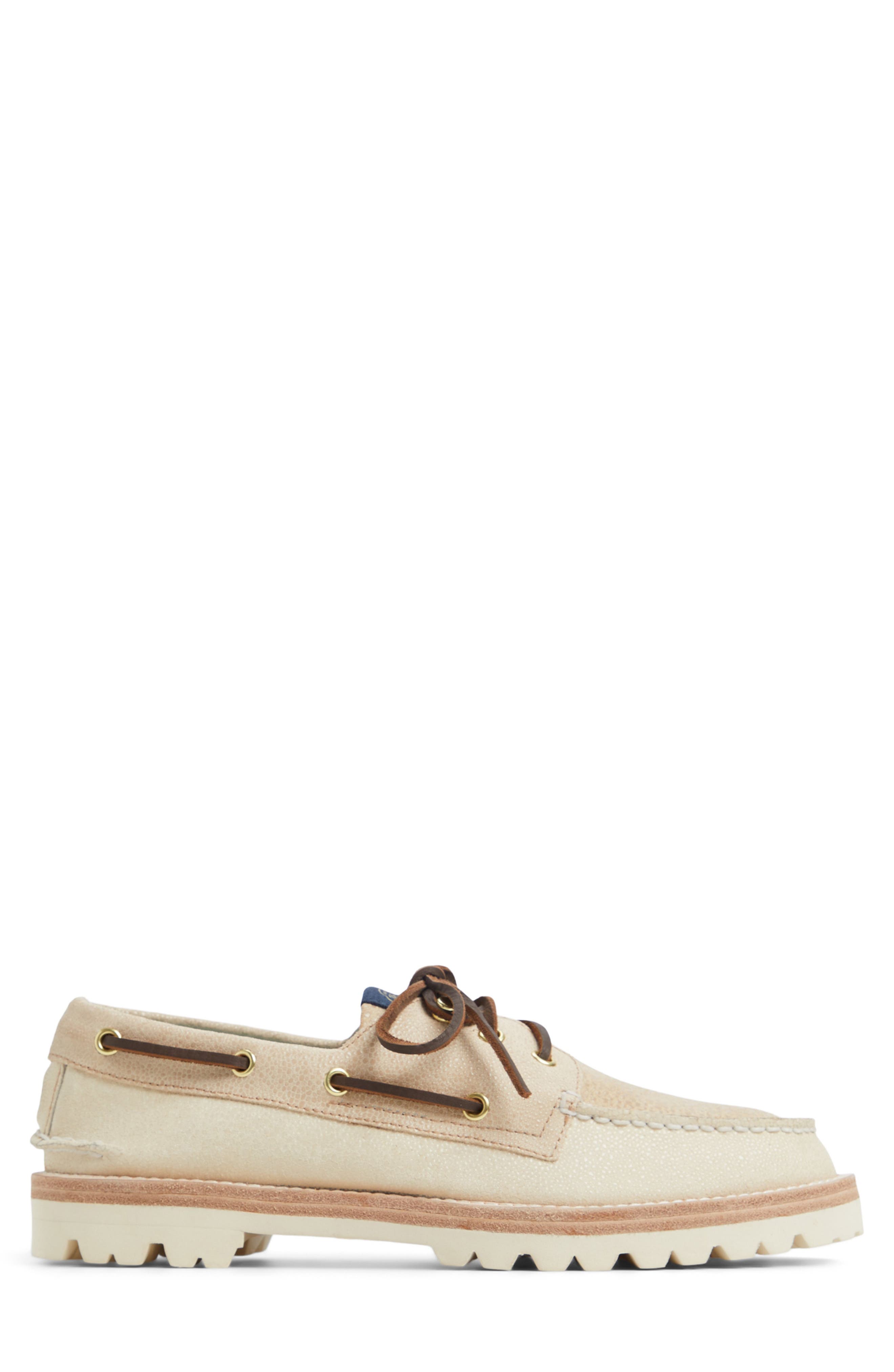 Sperry Authentic Original<sup>™</sup> 3-Eye Lug Sole Boat Shoe, Alternate, color, Medium Beige
