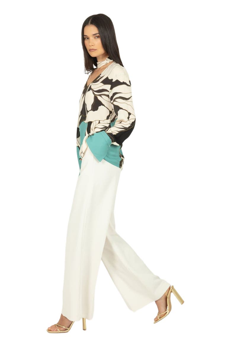 Chiara Blouse, Alternate, color, CYAN GREEN ABSTRACT FLORAL