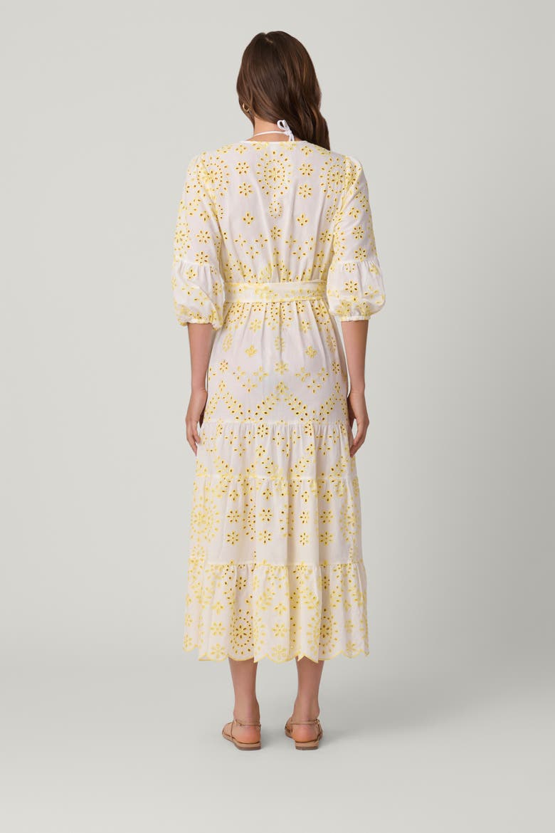 Embroidered Eyelet Santorini Dress Coverup, Alternate, color, Lemon/Optic White