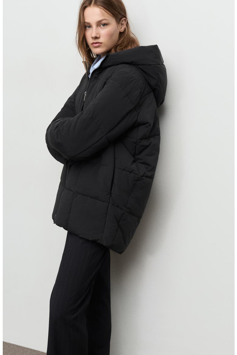 Quilted Hooded Puffer Coat, Alternate, color, BLACK