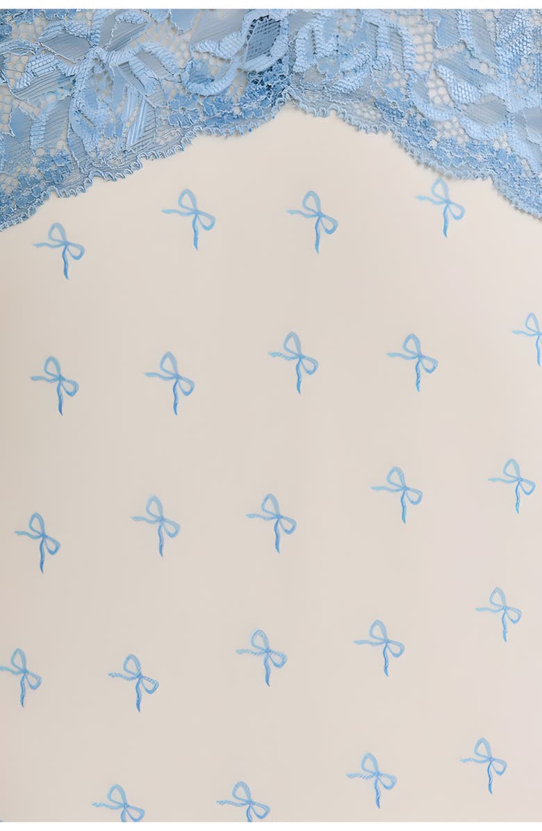 Knit and Lounge Delicate Print Lace Trim Sleeveless Midi Dress, Alternate, color, Cream / Blue Lace