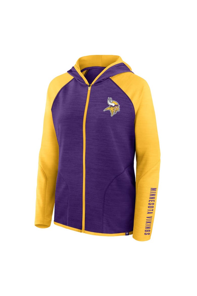 Women's Fanatics Purple/Gold Minnesota Vikings Redzone End Around Pass Raglan Full-Zip Hoodie, Alternate, color, Purple