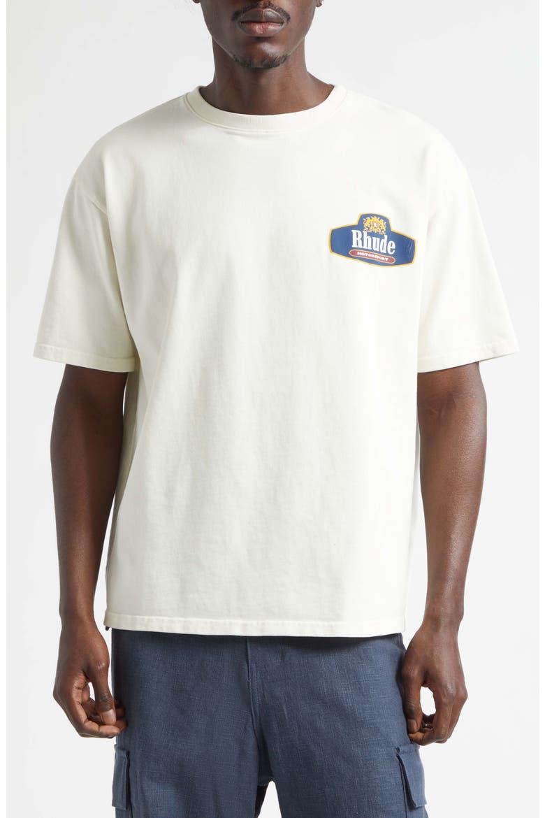 Racing Crest Graphic T-Shirt, Main, color, VINTAGE WHITE/ NAVY