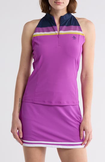 Original Penguin Colorblock Sleeveless Quarter Zip Top