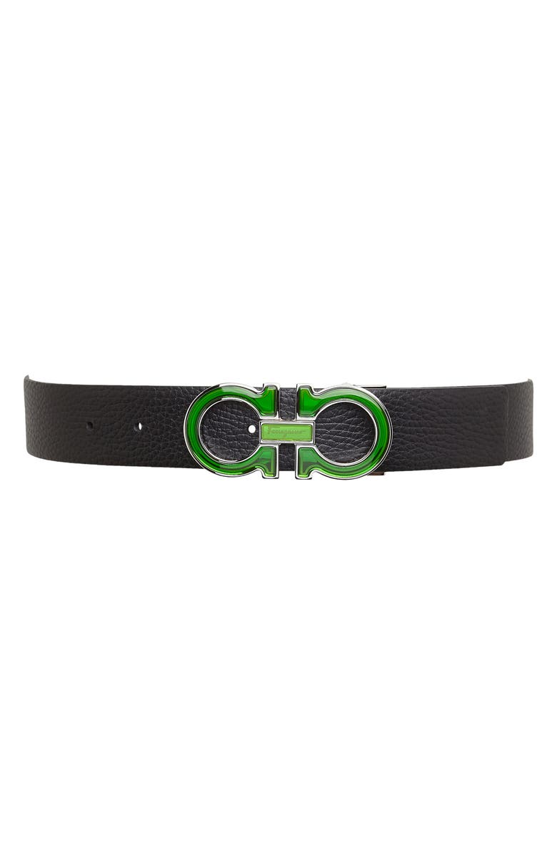 FERRAGAMO Salvatore Ferragamo Double Gancio Reversible Leather Belt, Main, color, Nero Scrubs Green