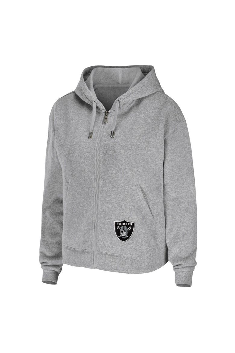 Women's WEAR by Erin Andrews Heathered Gray Las Vegas Raiders Team Full-Zip Hoodie, Alternate, color, Heather Gray