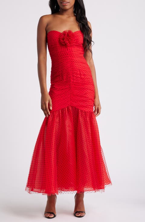 Katherine Swiss Dot Strapless Cocktail Dress