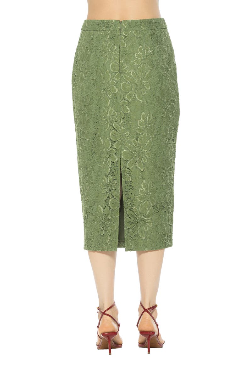 Taye Lace Midi Pencil Skirt, Alternate, color, GREEN