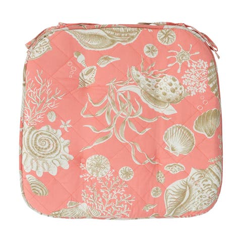 Pink Nautical Shells & Coral Single Chair Pad Cushion 17"